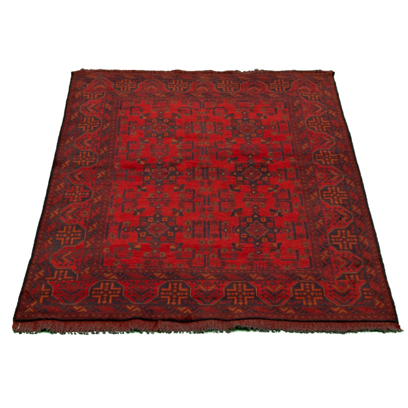 Tapis de zone en laine rouge 4 pi 11 po x 6 pi 6 po à main one-of-kind-noué la 2010s esari turque Allaina