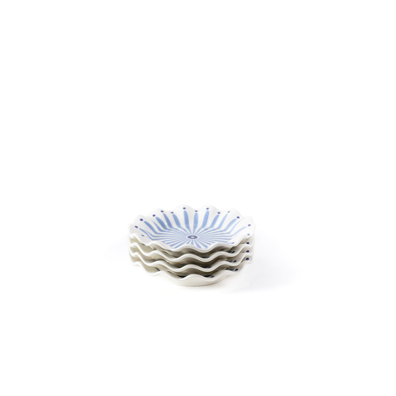 Ensemble de 4 assiettes à salade Iris Blue Burst Ruffle