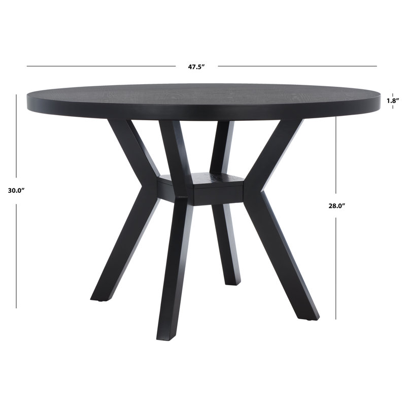 Luis Black Round Solid Wood Contemporary Dining Table