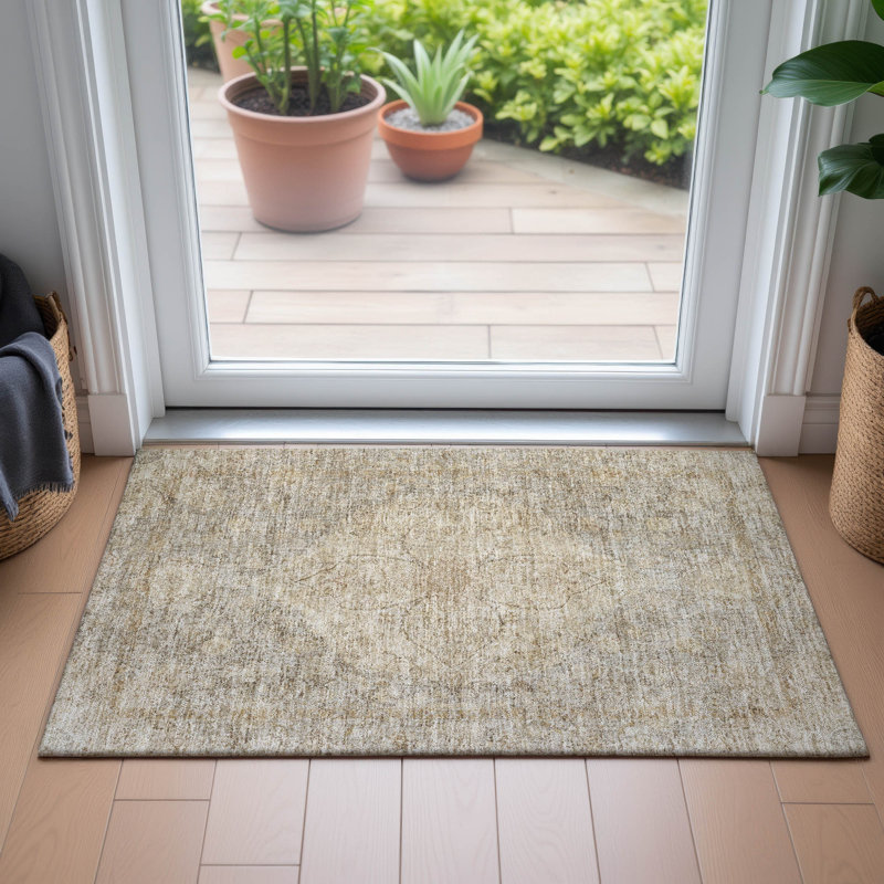 Machine Washable Indoor/Outdoor Colman ACN2136 Global Rug, Rectangle 1'8" x 2'6"