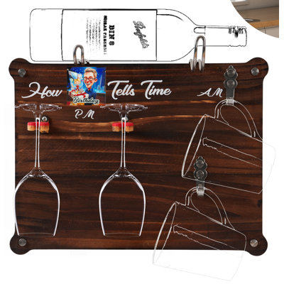 Wall Mounted Wine Rack, Wooden Wine Bottle & Glass Holder  -  a Warm Gift, Expressing Love, Birthday Gift