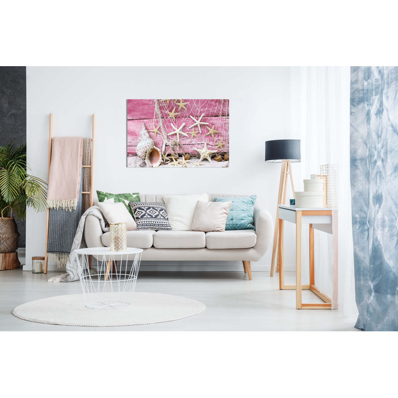 Maritime Sea Green Canvas - Wrapped Canvas Print, 41cm H x 61cm W, Pink