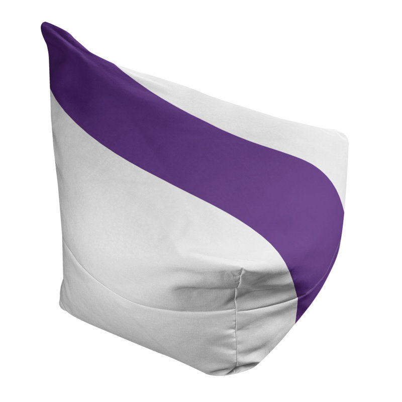 Sacramento Bean Bag Chair & Lounger, 31" x 38" x 42", White/Purple/White