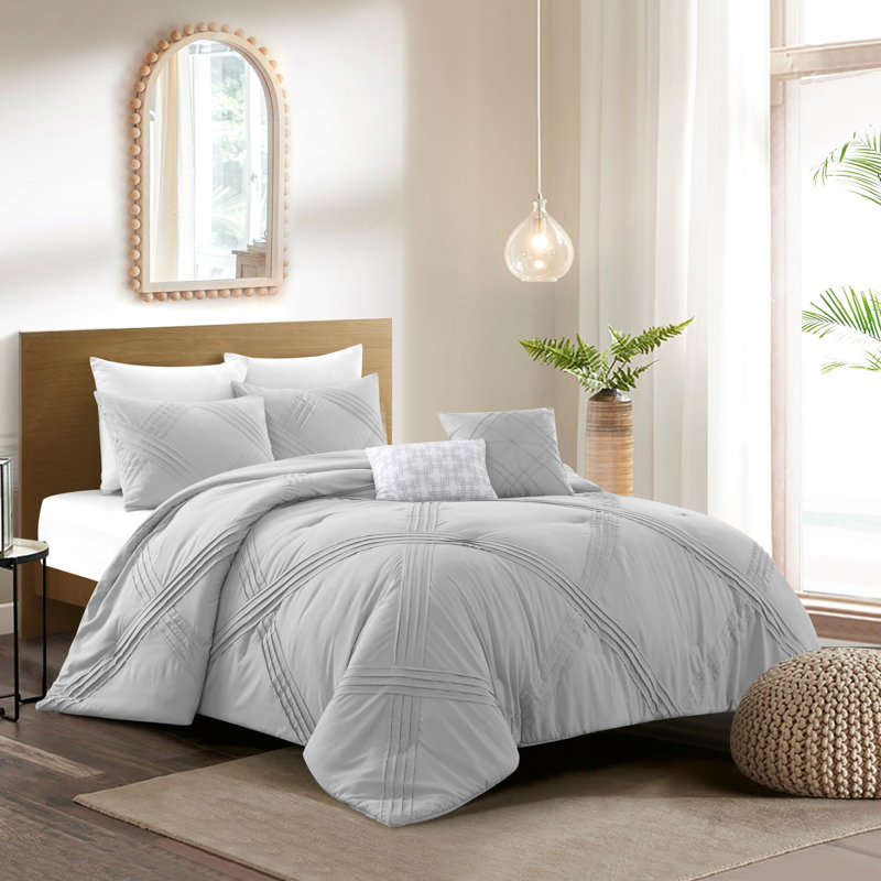 Ensemble d'édredon en duvet gris 140 fils