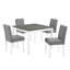 Ensemble de salle à manger carré pour 4 personnes avec chaises rembourrées gris doux et table en bois aggloméré blanc - Conception compacte pour les petites salles à manger