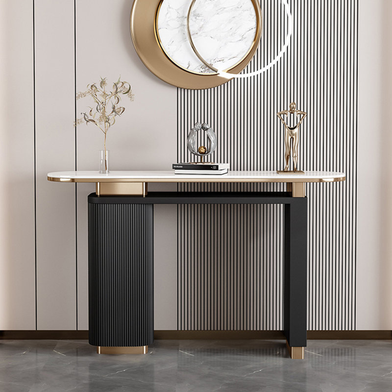 Console moderne et simple, Noir et or, H 33,5 po x l 55,1 po x P 13,8 po