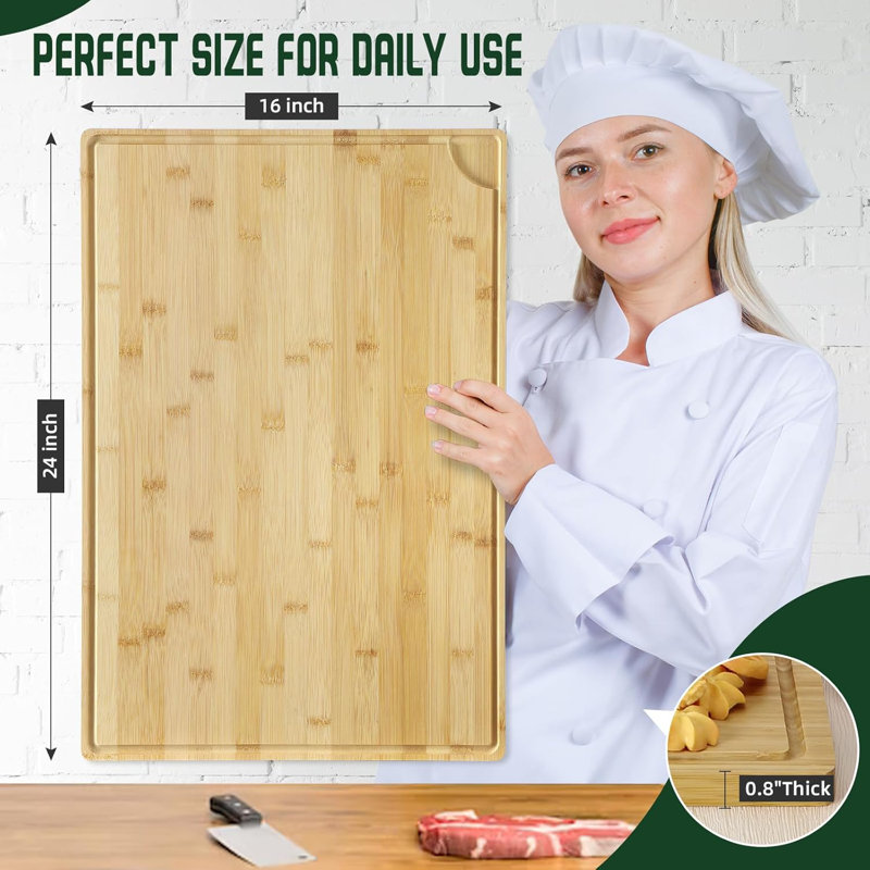 Planche à découper en bambou carbonisé 24 * 16 * 0,8 pouces
