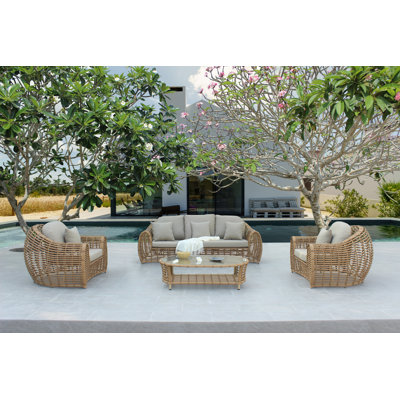 Sandra 5 - Person Patio Conversation Set with Cushions