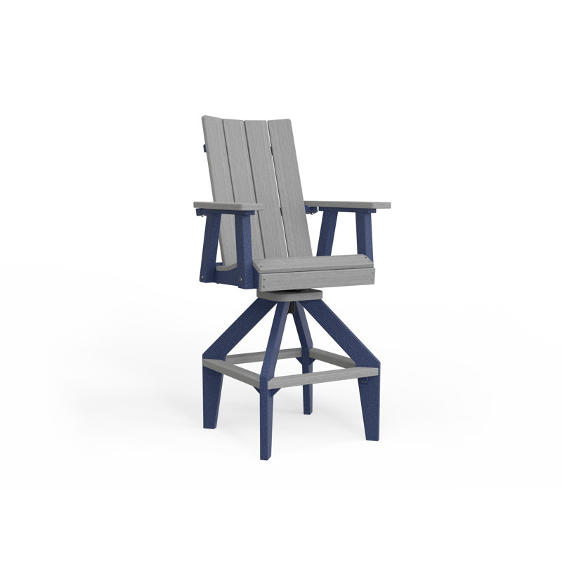 SOL Outdoor Bar Stool, Navy Blue, Brazilian Walnut