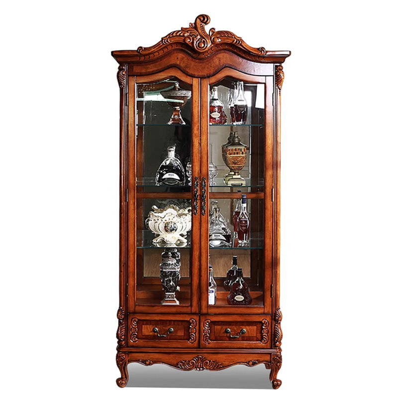 Maroon Solid Wood+Glass Display Cases