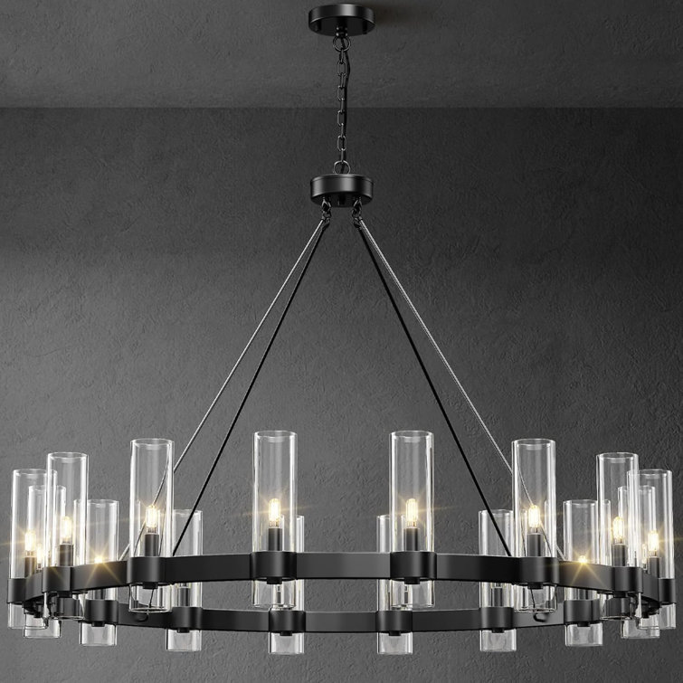 Dhmendar 16 - Light 48'' Glass LED Wagon Wheel Chandelier