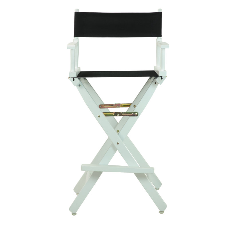 30" Folding Director Chair with Canvas, Black, White