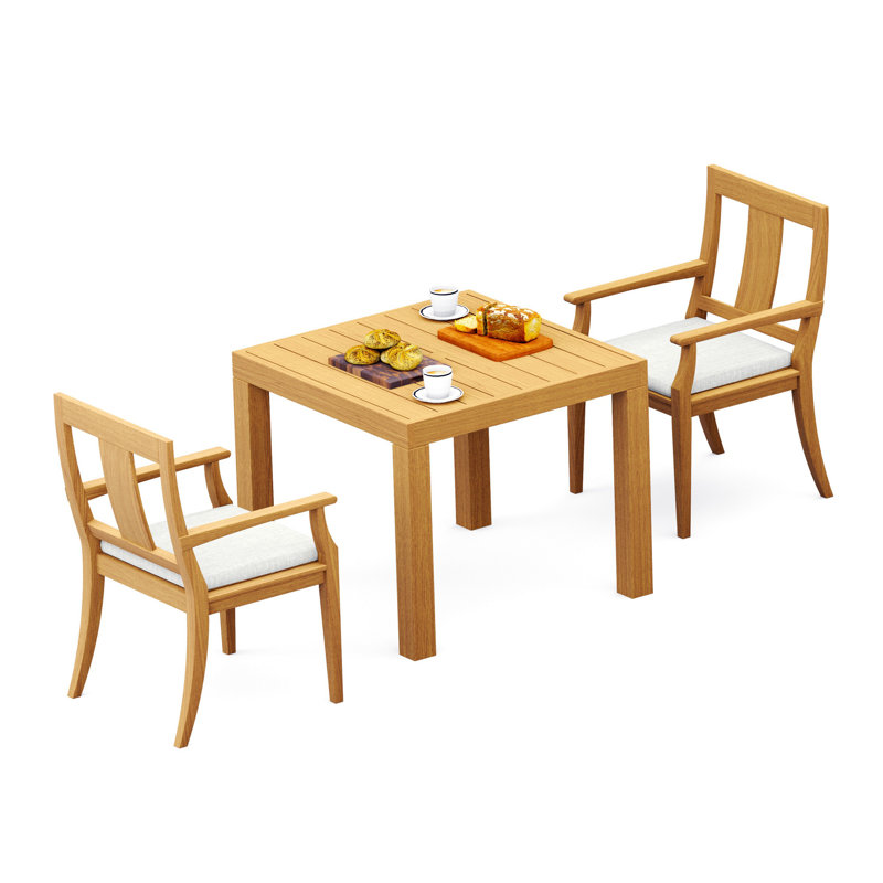 Ensemble de salle à manger en bois de teck de qualité A pour 5 personnes: table et fauteuils Cargin # 11OS0804, 2
