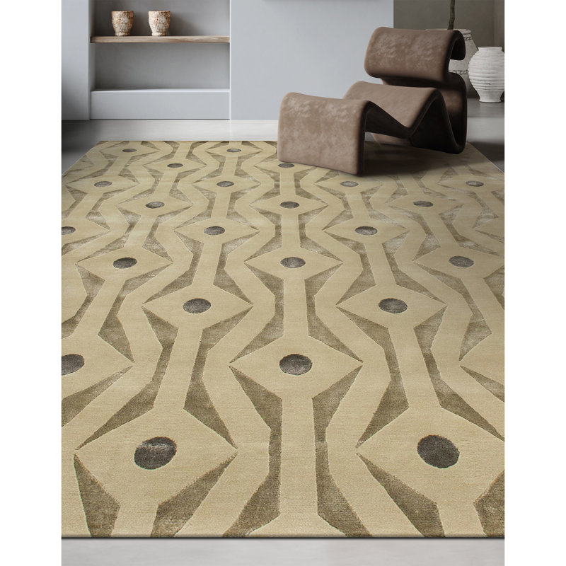 Geometric Area Rug in Brown/Gray, Rectangle 9' x 12'