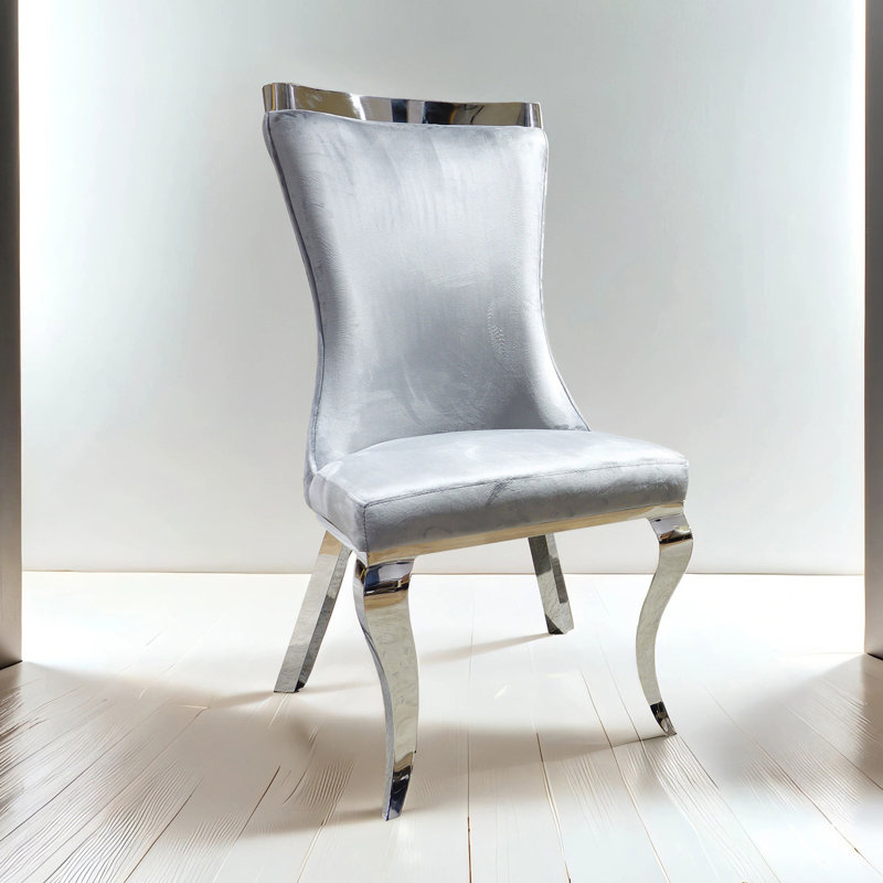 Chaise d'appoint l 26,4 po Glam (2 / CTN), argent / gris