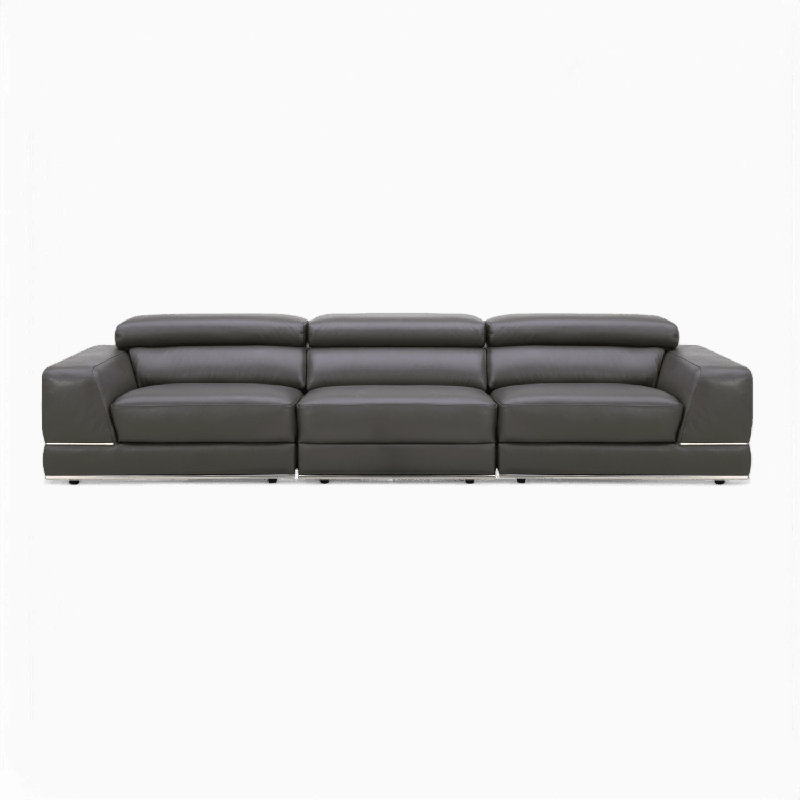 Canapé modulaire 3 pièces Amadeo gris éléphant, Cuir gris
