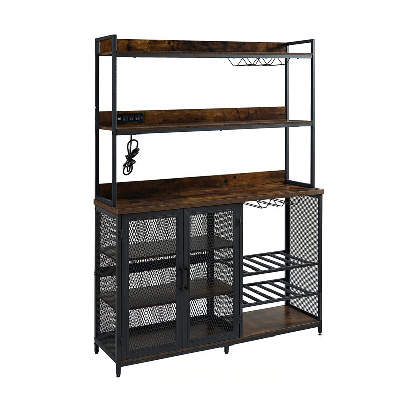 Armoire à café industrielle polyvalente avec plusieurs options de rangement et lumières DEL
