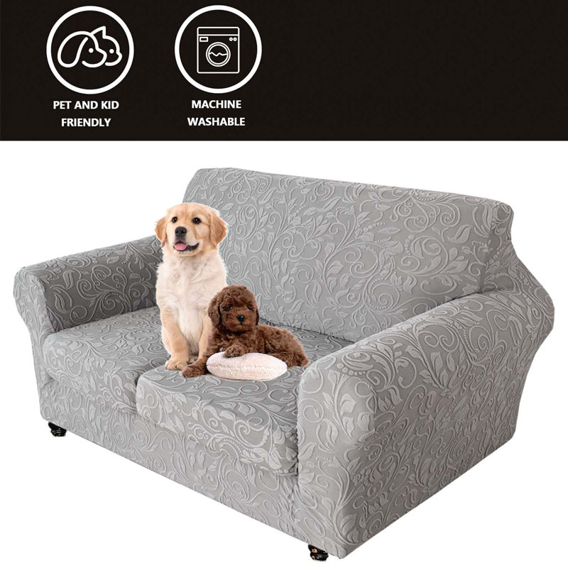 Housse pour canapé modulaire en jacquard tricoté, housse extensible, housse de protection pour canapé 2 places avec 2 housses de coussin de siège