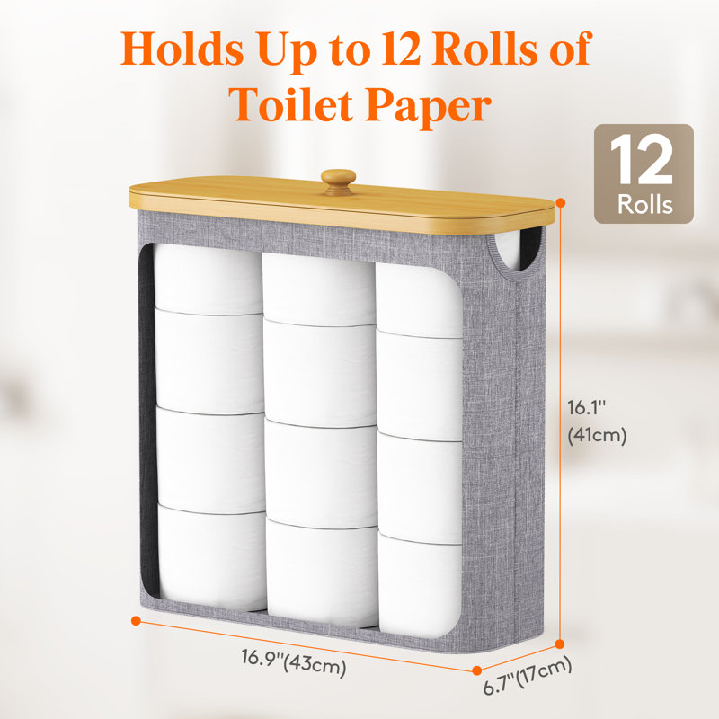 Rangement pour papier hygiénique, panier à papier hygiénique en bambou avec couvercle et poignée, support de papier hygiénique autoportant, accessoires de rangement pour armoire de salle de bain