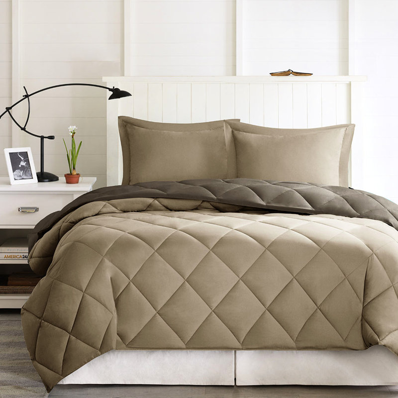 Édredon matelassé à motif de losanges de 3 m, grand / grand, 2 taies décoratives, chaud, réversible, lavable à la machine et doux réversible, taies décoratives à fermeture à glissière