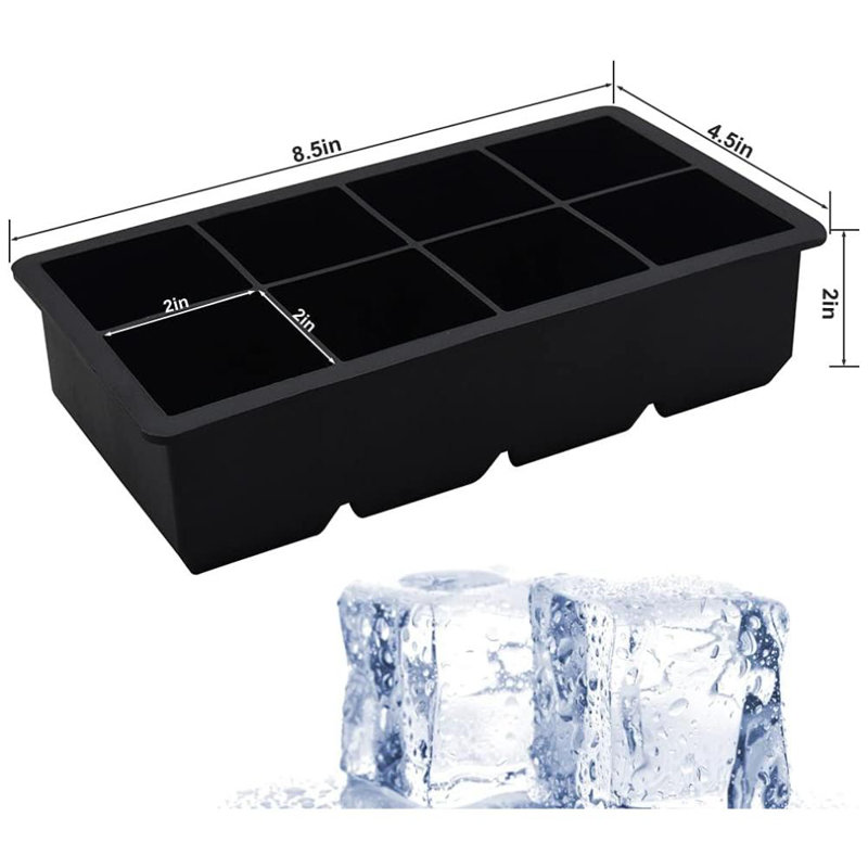 Large Ice Cube Trays With Lid,2 Pack Stackable Large Ice Cube Moulds Make 16 Big Square Ice Cubes,Easy Release Silicone Ice Cube Tray For Cocktails,Whiskey,Soups And Frozen Treats