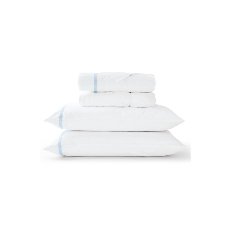 Beaumont Sheet Set, White/Pale Blue, California King Sheet Set