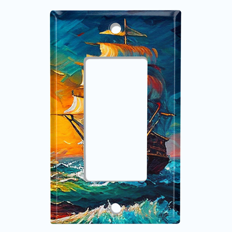 Copper Rust Patina Teal Print 1 - Gang Toggle Light Switch Standard Wall Plate