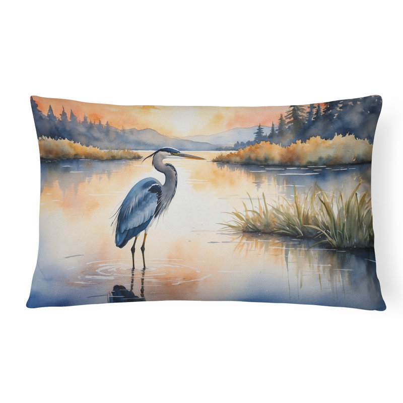 Coussin Blue Heron in the Golden Hour, Rectangle H 12 po x l 16 po