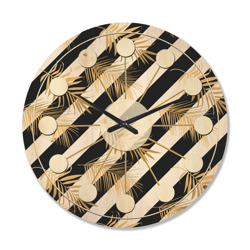 Horloge murale moderne en bois doré Golden Midoli Century, Très grand