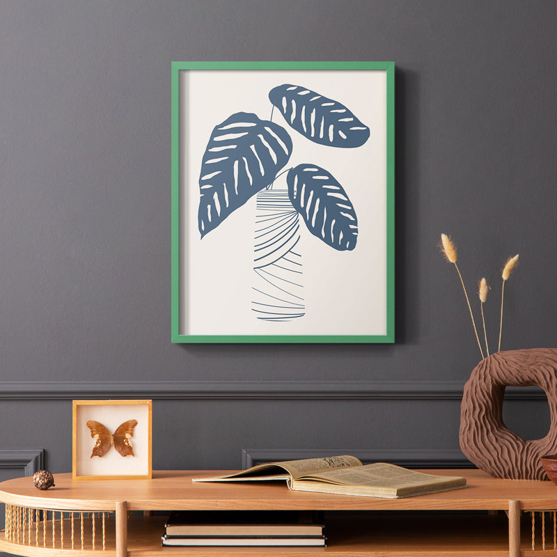 Câblé en monochrome II, reproduction encadrée - bois massif, Vert, H 10 po x l 8 po