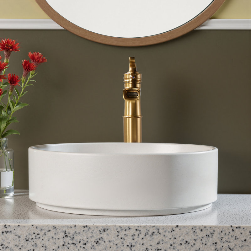 Vessel Bathroom Faucet With Drain Assembly, Brushed Gold