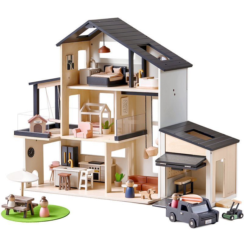 Maison de poupée et garage en bois Tiny Land® Sweetwood Edge