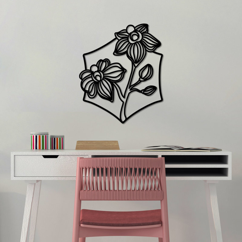 Elegant Decorative Metal Wall Accessory, Black Color, 27.6 x 22.8 inches | 100% Metal Construction, Thickness: 0.06 inches | Easy Wall Hanging Design, Perfect for Home Decor & Modern Aesthetics