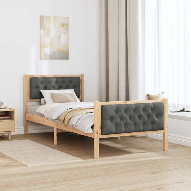 Bed, European Single (90 x 200 cm), Natural/Dark Grey