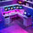 Wade Logan 59'' L-Shaped Adjustable Lift Top Desk with LED Lights & Power Outlets-843217587
