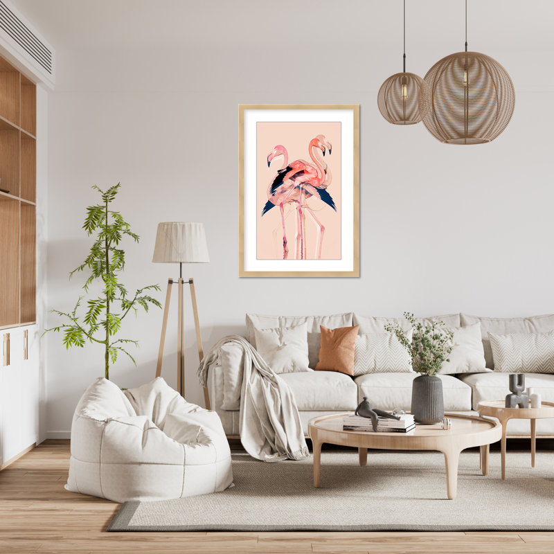 Coastal Retreat Flamingo Flares: Layers Of Abstraction, 48" H x 32" W