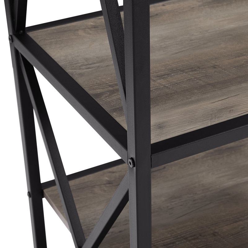 Eulas Etagere Bookcase, Gray Wash/Black