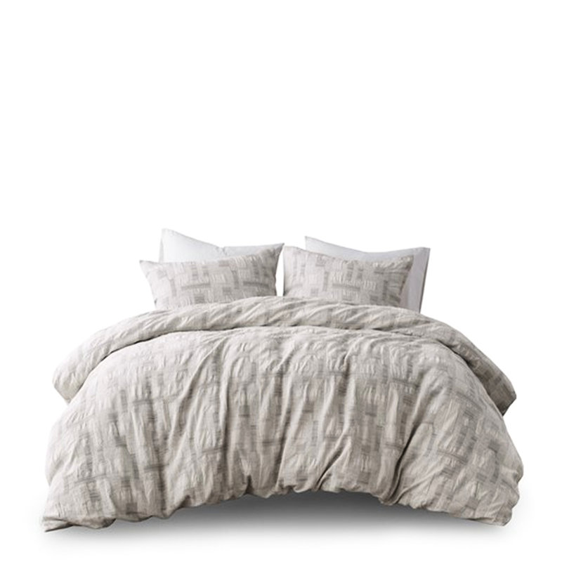 Housse de couette en coton 3 pièces pour lit double / grand. 100% avec fermeture à boutons. 2 taies décoratives et attaches intérieures. . Literie lavable à la machine - double / grand. Couvre-taies décoratives. Fermeture et