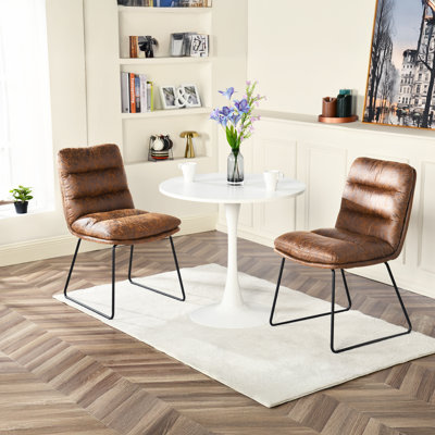 Ensemble de chaise de réception moderne et table ronde - Chaise rembourrée + table à piédestal en métal - Style industriel, noir, pour les zones de réception / salles d'attente / salons de bureau