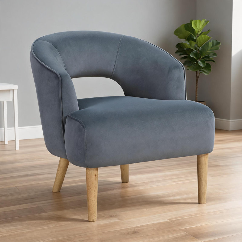 Chaise d'appoint en velours gris anthracite pelucheux, sièges de salon en bois massif pour adultes, 1 pièce