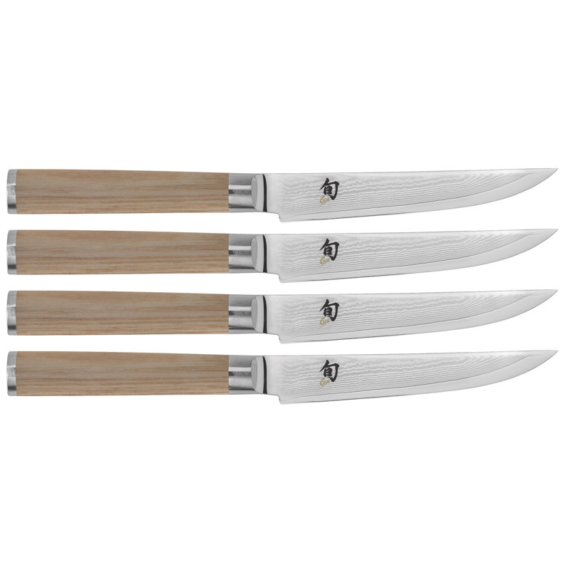 Shun Shun Classic Blonde 4 Piece Damascus Steel Steak Knife Set (Set of 4)