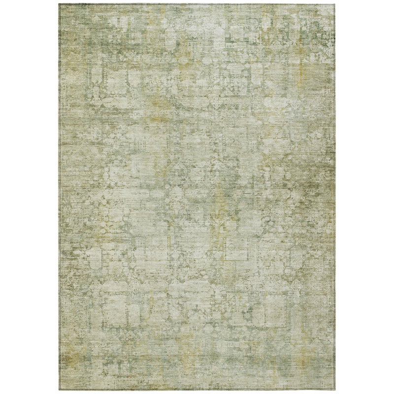 Tapis intérieur lavable abstrait beige et ivoire 9 pi x 12 pi