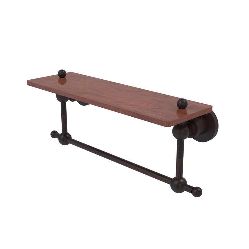 Hertel Accent Shelf with Towel Bar, Venetian Bronze, 5" H x 16" W x 5" D