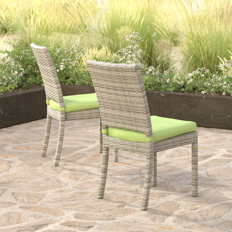 8 Piece Sunbrella Outdoor Patio Dining Chairs, Canvas Spa Sunbrella® Canvas, Gray