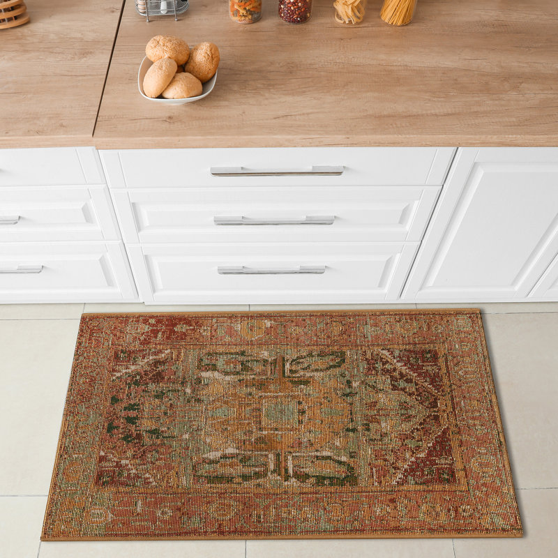Kutz Heriz Indoor/Outdoor Mat, Terracotta, Rectangle 2'4" x 3'11"