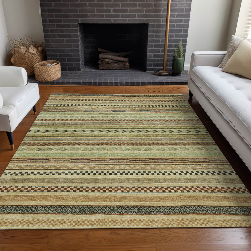 Machine Washable Indoor/Outdoor Claudian ACN1625 Beige 8' x 10' Rug, Rectangle 10' x 14'