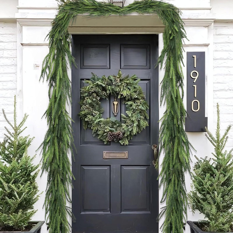 6 Ft Realistic Norfolk Pine Green Garland for Indoor Outdoor Decor