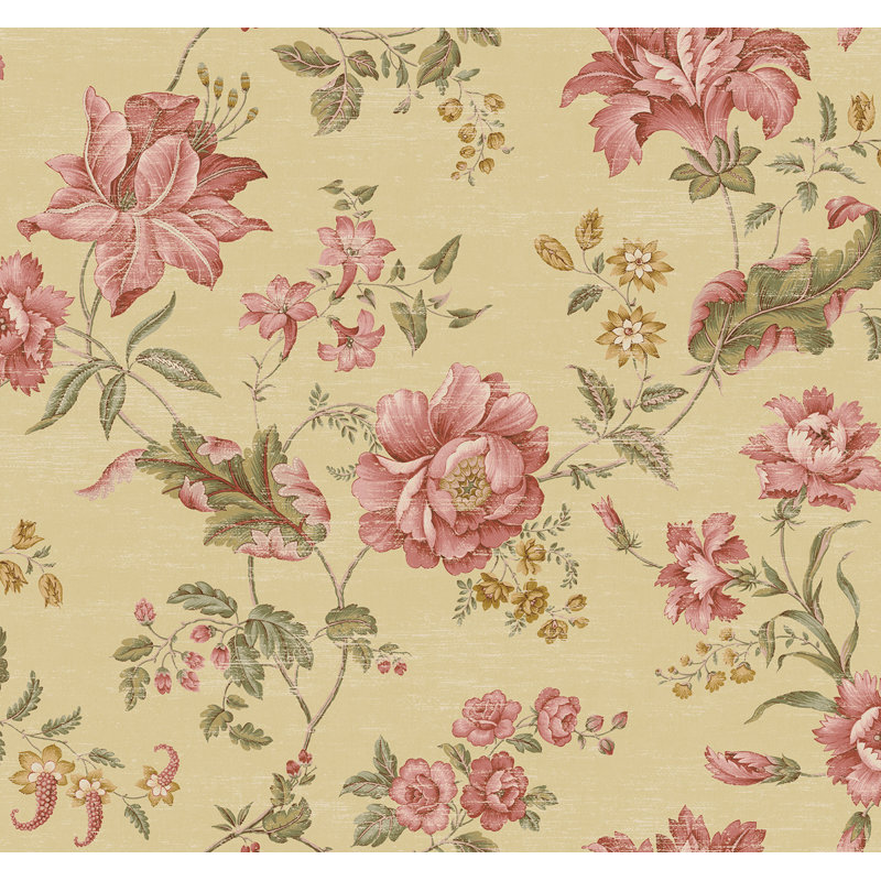 Papier peint non collé Seabrook Designs, Naturel / rose