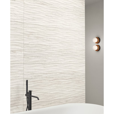 Travertino Bianca Wavy 3D Travertine-Look Porcelain Tile in 24"×48"