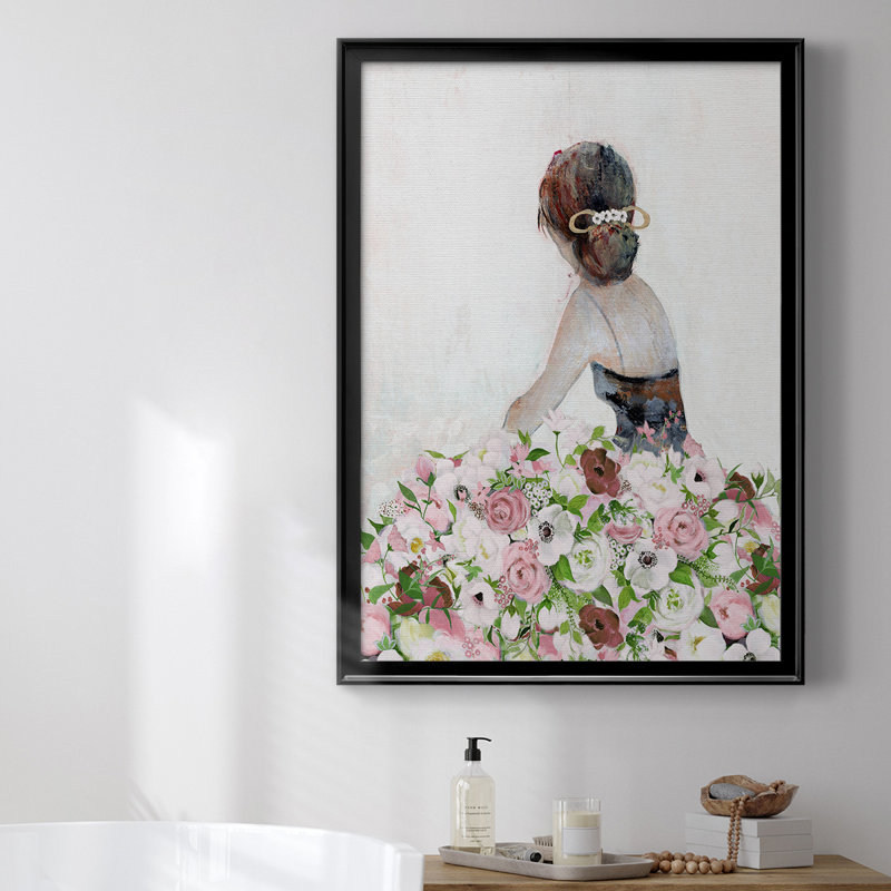 «Beautiful Floral Contemplation II», toile encadrée de qualité supérieure - prête à être accrochée, Noir